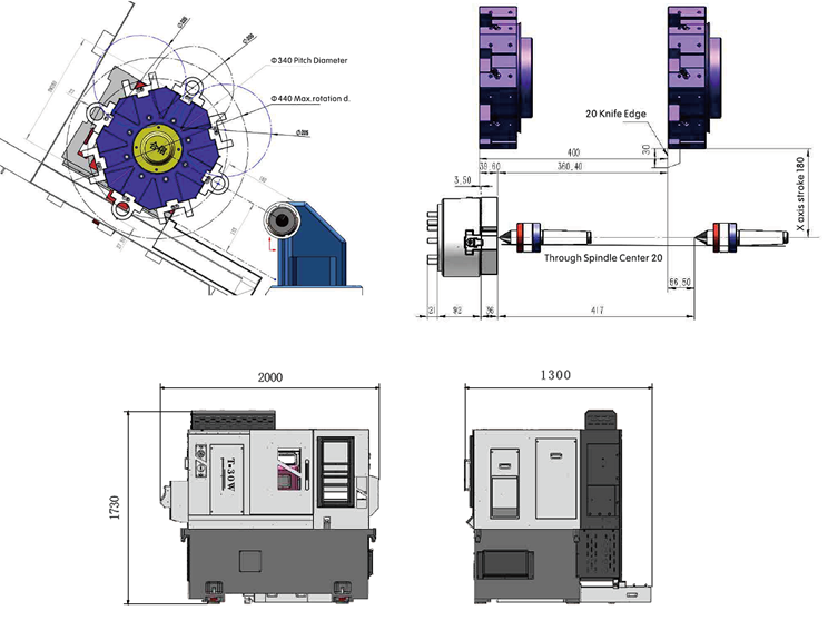 Токарный станок с ЧПУ модели TD-30W TD-40W