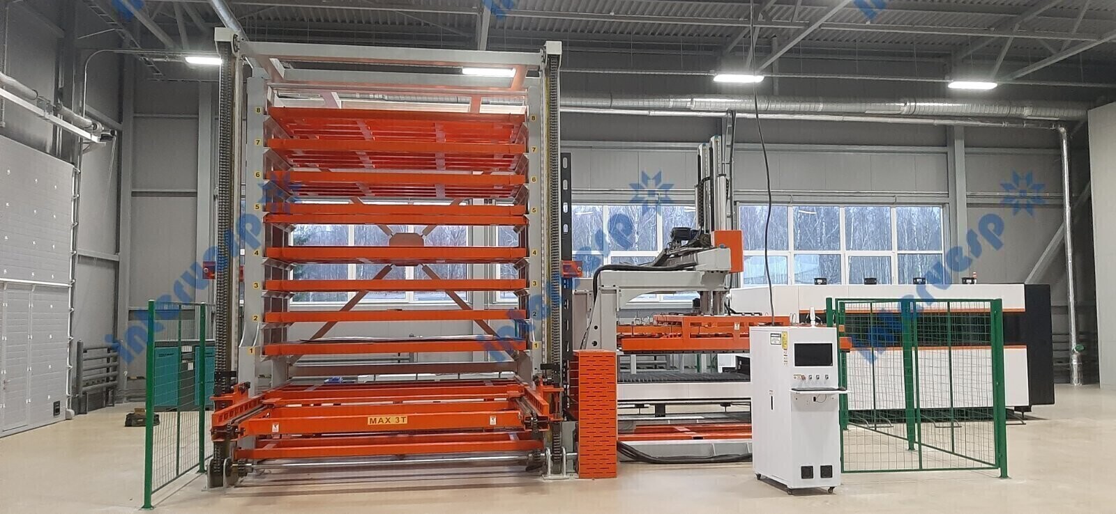 Автоматическое погрузочное и разгрузочное устройство 1500кг 3000*1500 25мм + магазин для хранения с 8 слоями ARW3015-8 (3 тонны на слой)RTF1000-3015